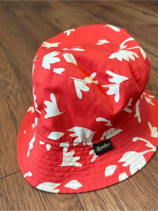 Borsalino Mistero Bucket Hat Red Floral Unisex Medium Cotton Summer MSRP $225 main image 7